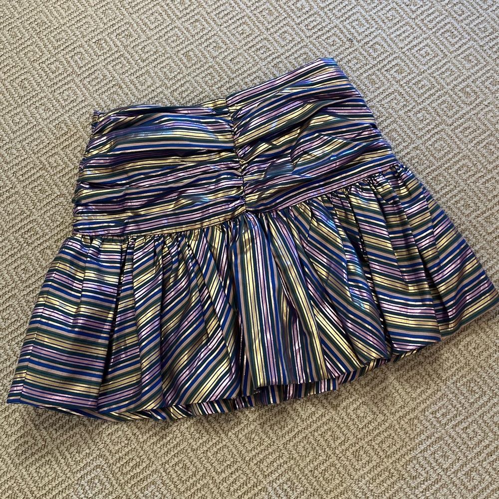 Zara ballon skirt, ruche top metallic striped size M juniors
